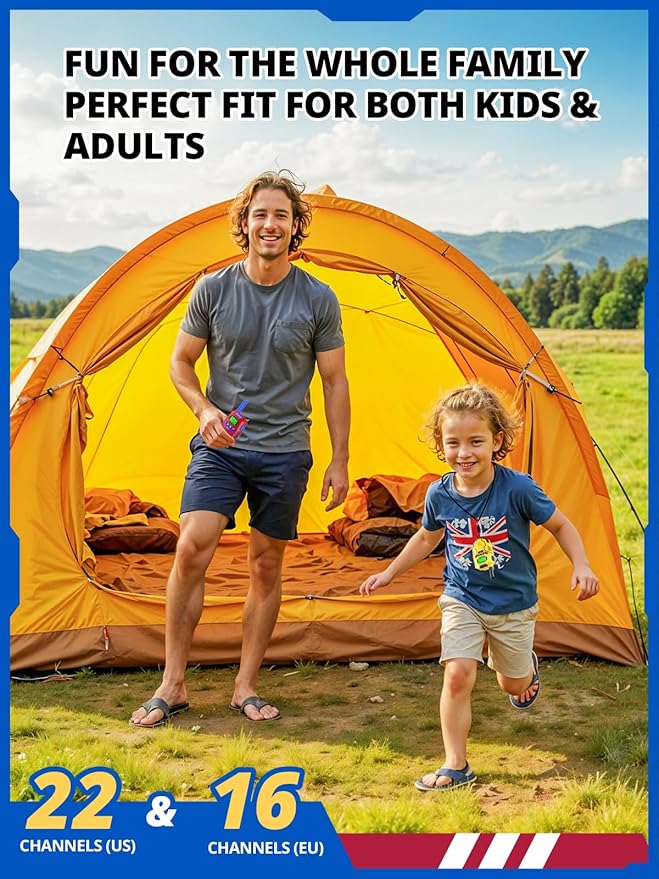 Walkie Talkies Toys for Kids Rechargeable, Long Range 2 Way Radio, Outdoor Beach Camping Road Trip Role Play Toys for 3 4 5 8-12 Year Old Boys Birthday Xmas Gift for Kids, 3 Pack