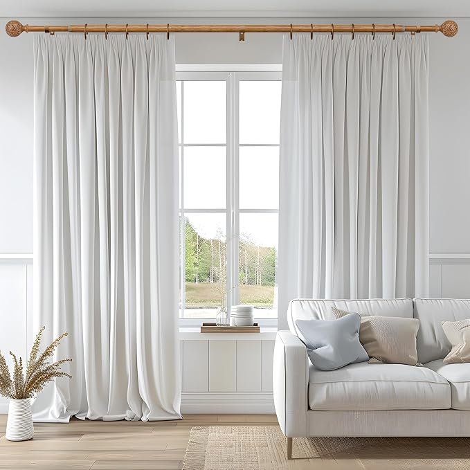 QDWIS Boho Wood Curtain Rods for Windows 28 to 48 inch, Rustic Decorative - Image 2