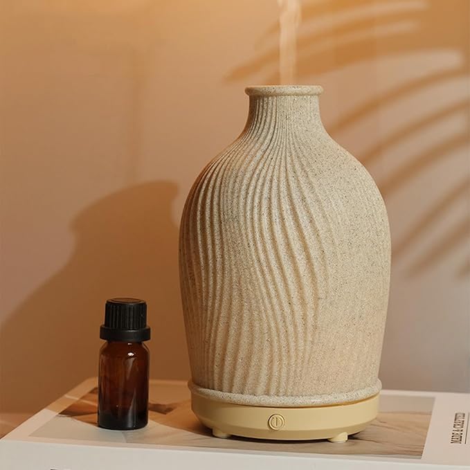 Aromatherapy Essential Oil Diffuser Art Resin Aroma Diffuser with Warm Light 80ML Cool Mist Humidifier Waterless Auto Shut-off for Home,Baby Bedroom,Office