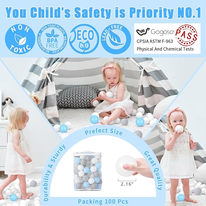 GOGOSO 100 Pieces Ball Pits Balls - 2.2 inch Pearl Pink Plasticballs for Children Toddlers Plastic Oceanball Swim Toys Bals for Kids Playhouse Pool