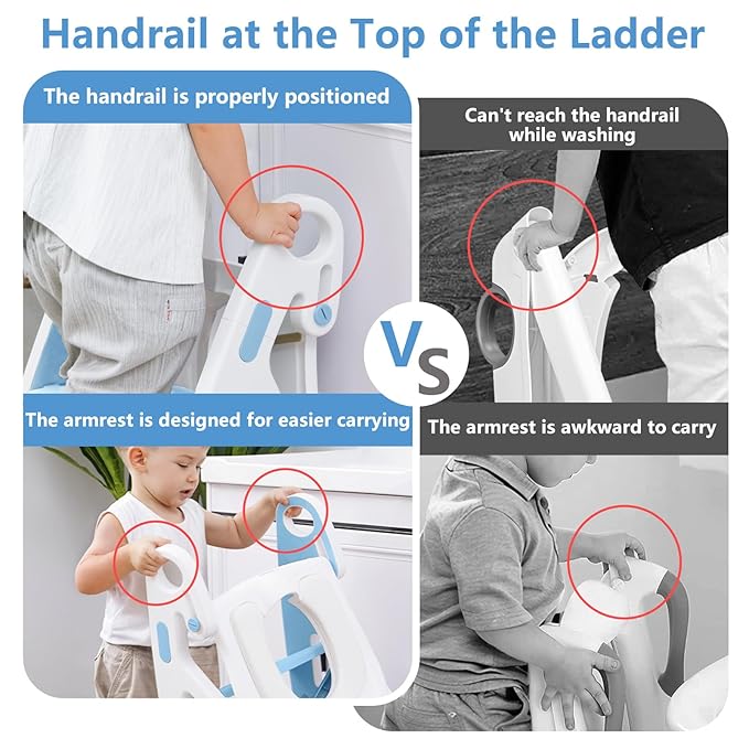 Potty Training Seat:2 in 1 Design Potty Seat for Toilet & Nursery Step Stool for Sink, Potty Training Toilet with Height Adjustable Ladder for Kids of All Ages (Arctic)