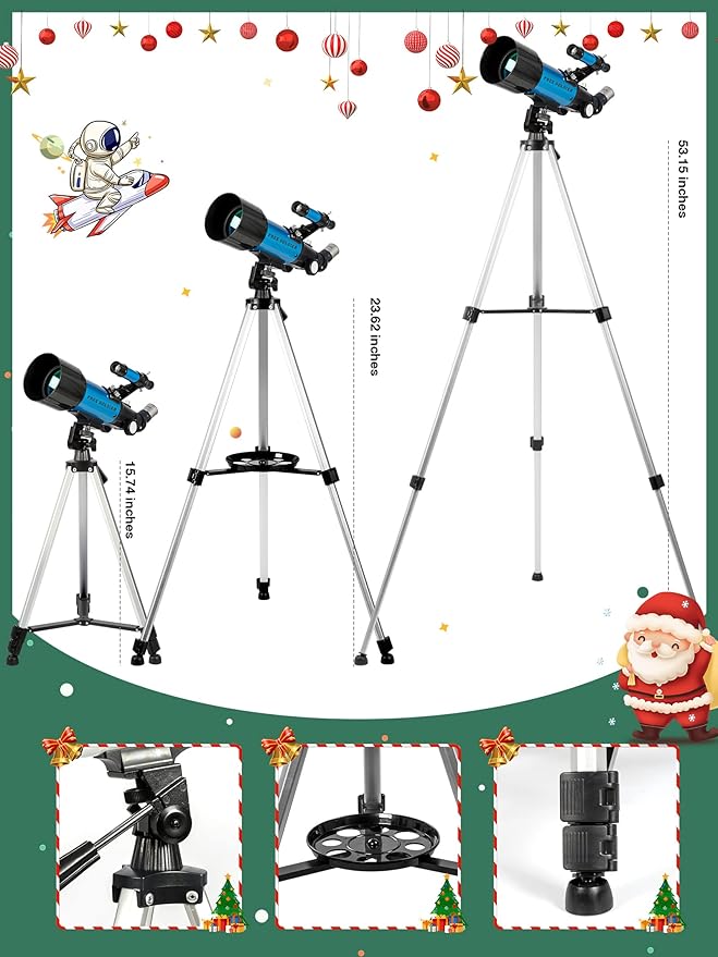 Telescope for Adults Astronomy Beginners - 70mm Aperture and 400mm Focal Length Professional Refractor Telescope with Remote Great Astronomy for Christmas with Package, Blue