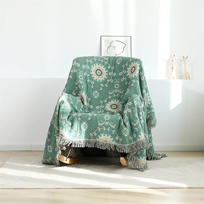 LUTBM Boho Throw Blanket for Bed 100% Cotton Ultra Soft Rustic Quilt Summer - Image 5