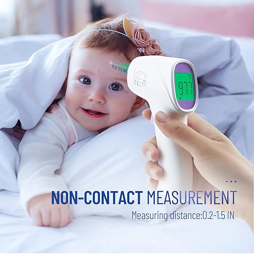 No-Touch Thermometer for Adults and Kids, Digital Thermometer with Fever Alarm, Fast Accurate Results, Easy for All Ages, FSA Eligible (Purple)