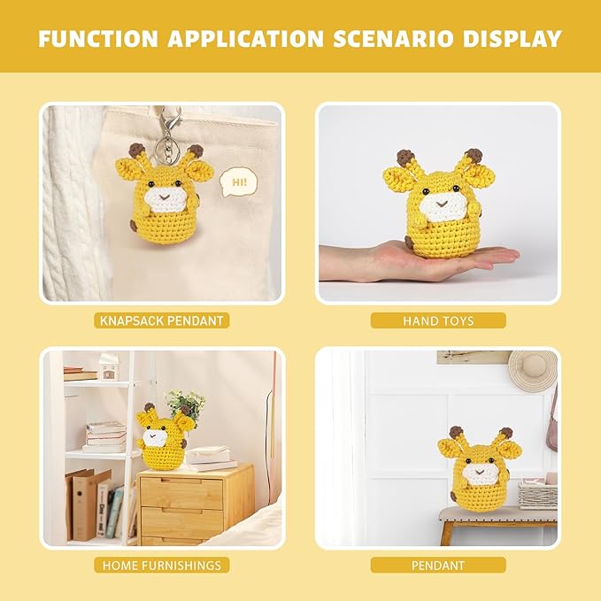 Utook Crochet Kit for Beginners，Crochet Starter Kits,Crochet Kits for Beginners Adults and Children, with Instructional Videos and Paper Tutorials, Handmade Crafts, Holiday Gifts (Giraffe)