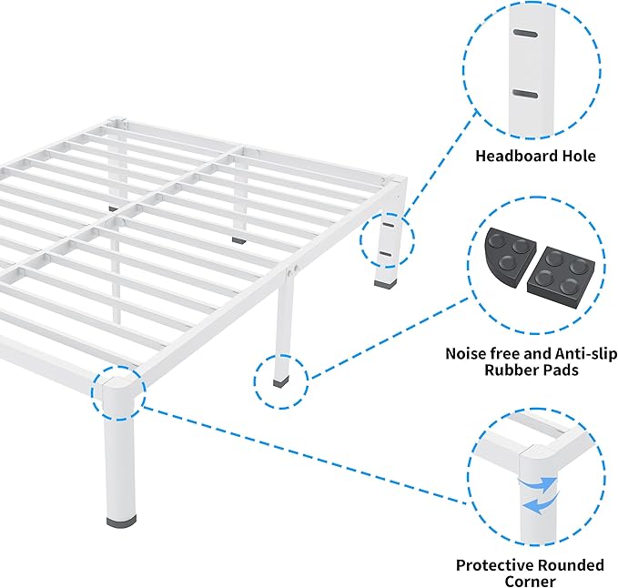 ROIL 14 Inch White King Bed Frame - Image 5