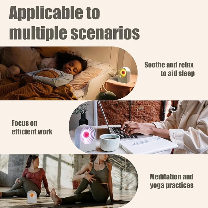 Sleep Aid & Focus White Noise Machine – 8 Soothing Sounds & 4 Ambient Lights | 12H Playtime,Bluetooth for Travel & Office, Sleek Desk Gift,White