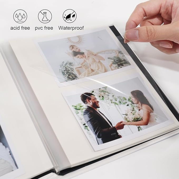 RECUTMS Small Photo Album Self Adhesive Scrapbook Magnetic Photo Albums for 4x6 5x7 8x10 Pictures for Baby Family Wedding 40 Pages with Metal Pen and Plastic Board (White)