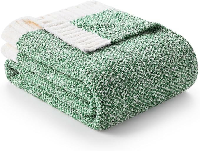 Snuggle Sac Green Throw Blanket, Ultra Soft Warm Blankets for Couch, Cozy Knit Fuzzy Plush Throws Blanket for Sofa, Bed,Living Room, Heather Green, 50x60 inches