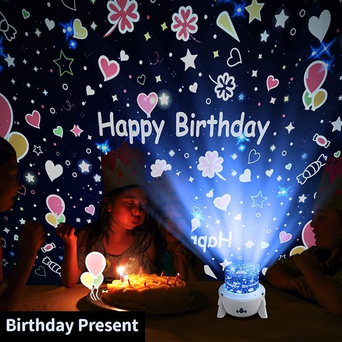 Night Light Projector for Kids - Bedroom Star Projector with Galaxy Planets, Animals Dinosaur World, Constellations, Birthday, Sea World, Christmas, Cupid, Halloween Themes, Gifts for Boys, Girls