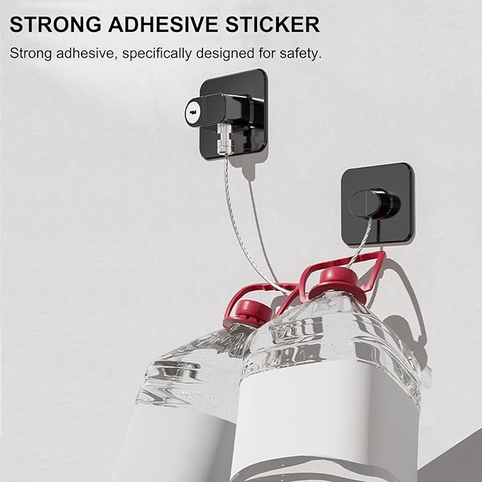 Fridge Lock (4 Pack),Refrigerator Lock with Keys,for Fridge, Cabinet Locks, Drawers, Dishwasher, Toilet and Child Safety Cabinet Locks, 3M Adhesive No Drilling (Black 4pcs)