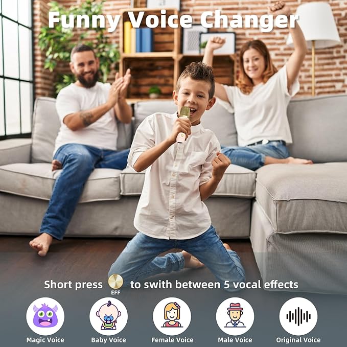 Mini Karaoke Machine for Kids Adult, Portable Bluetooth Karaoke Speaker with 2 Wireless Microphones for Home Party, Great Gifts for Boys and Girls Ages 4, 5, 6, 7, 8,9,10,11, 12+ Years Old