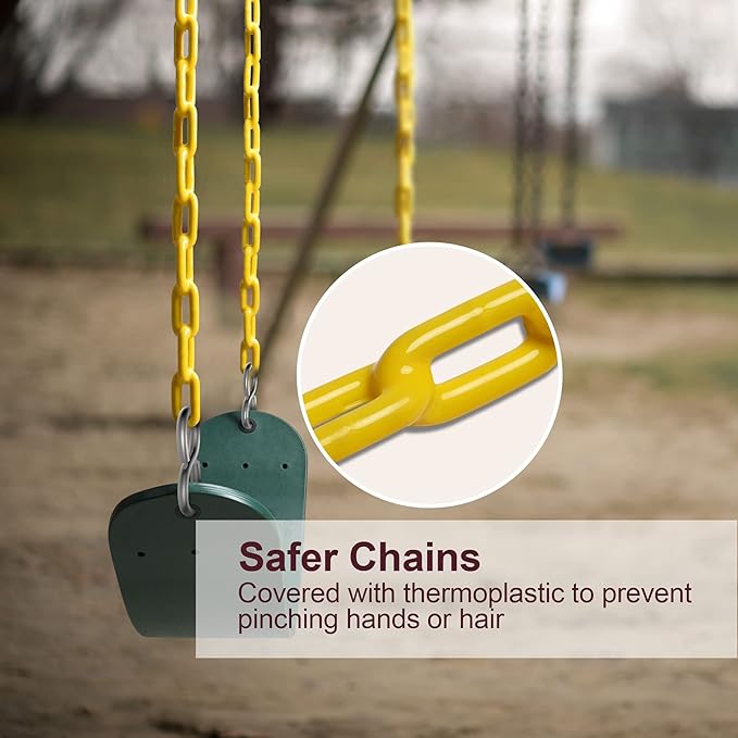 PACEARTH Swing Seat Support 660lb with 68.9 inch Anti-Rust Chains Plastic Coated 23.6 inch Tree Hanging Straps and Locking Buckles Outdoor Playground Tree Swing-Green