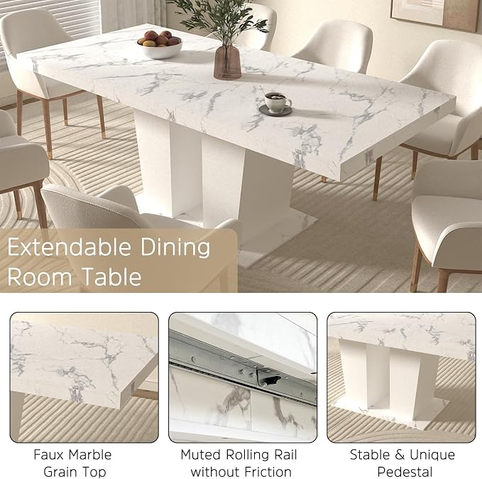 Henf 5 Pieces Faux Marble Dining Table Set - Image 4