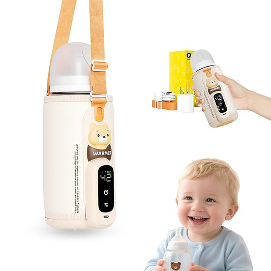Portable Bottle Warmer for Breastmilk & Formula, Baby Rapid Milk Warmer, Accurate Temperature Control, Retain Nutrients Baby Essentials for Home and Outing(with Charger)
