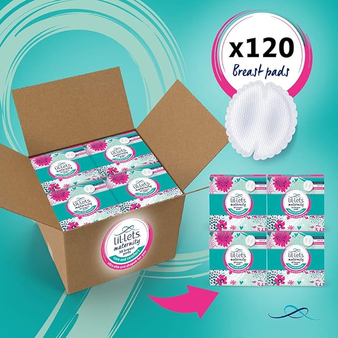 Lil-Lets Nursing Pads – 120 Individually Wrapped, Ultra-Thin, Absorbent & Fragrance-Free – Comfort & Protection for Nursing Moms Postpartum –Maximum Adhesion for Leak & Chafing Nipple Protection