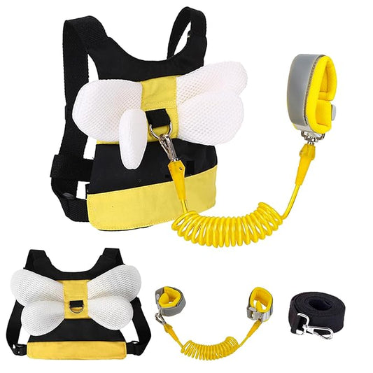 Toddler Harness with Anti Lost Wrist Link - Cute Children Leashes, Yellow Bees Baby Traction Safety Rope Leash with Key Lock Design, for Boys/Girls Walking Assistant