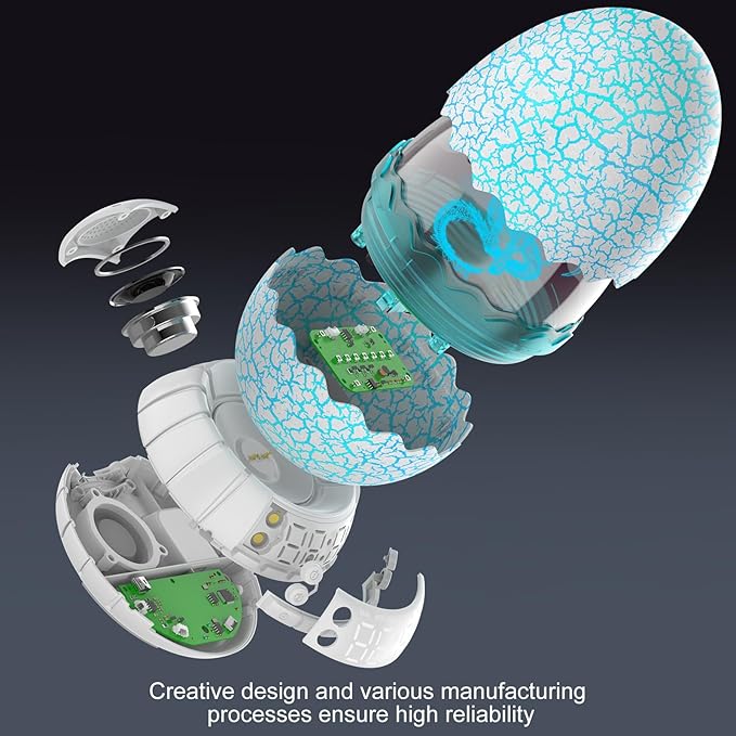 Dragon Egg Alarm Clock with Sunrise Simulation, Wireless Bluetooth Speaker, Portable Touch Control Dragon Egg Night Light, 20 Soothing Sounds, Unique Gift for Kids Adults, Home Desk Decor