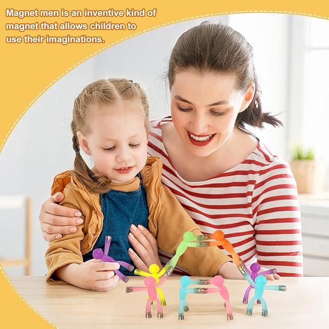 Magnetic Men, Whimsical and Colorful Humanoid Magnetic People Toys, 4pcs, Synthetic Resin