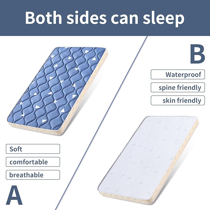 Baby Bassinet Mattress 29x 18 inches- Firm Support and Comfort Premium Foam,Noiseless and Odorless,Hypoallergenic Small Crib Mattress, Fits Moses Basket, Dual Sided with Soft Breathable Fabric