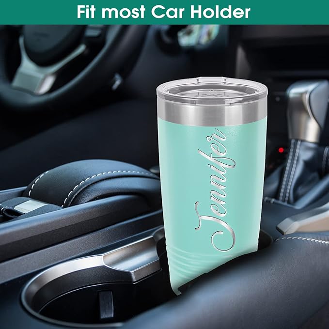 iProductsUS Personalized Tumbler for Women, 20oz Custom Insulated Stainless Steel Cup Engraved Your Name and Designs, Travel Coffee Mug with Lid, Gifts for Mom, Keep Drinks Cold and Hot (Teal)
