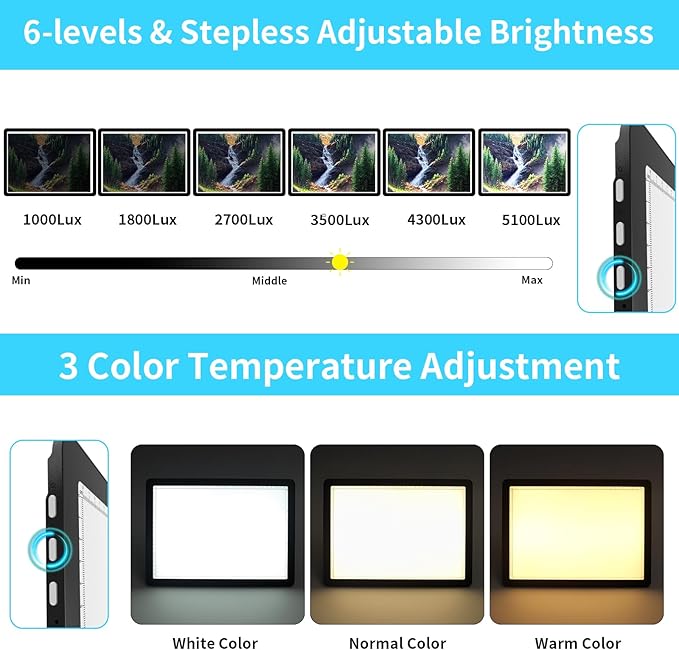 Phylosal Rechargeable A3 LED Light Pad with Built-in Stand, Magnetic Tracing Light Box for Drawing, Diamond Art Light Board with Side Button, Super Bright Light Table for Diamond Painting, Sketching