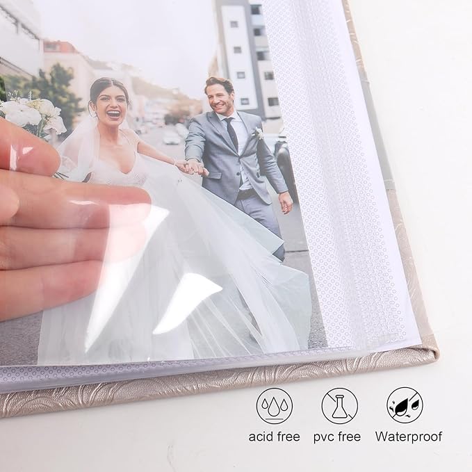 RECUTMS Photo Album 4x6 with Writing Space 100 Photos Photo Book, Leather Cover Picture Album with Memo Areas for Wedding Anniversary Family Baby Couple Valentines Graduation Travel (Grey)