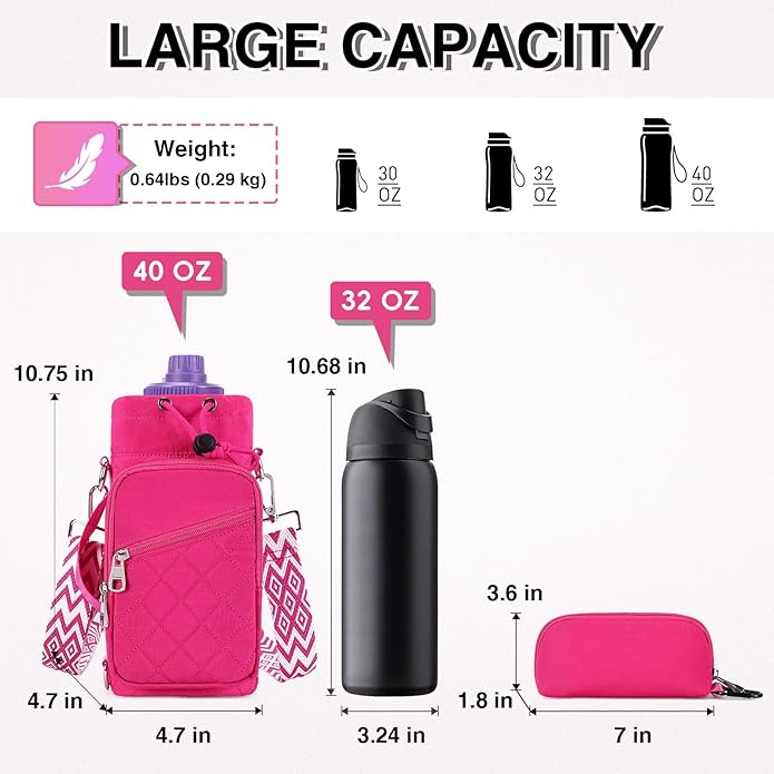 Water Bottle Carrier Bag with Strap, Water Bottle Holder Crossbody Bags for Women Men for Walking, Hiking,Cycling