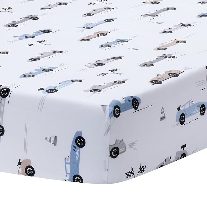 Lambs & Ivy Little Racer 3-Piece Cars/Transportation Baby Crib Bedding Set