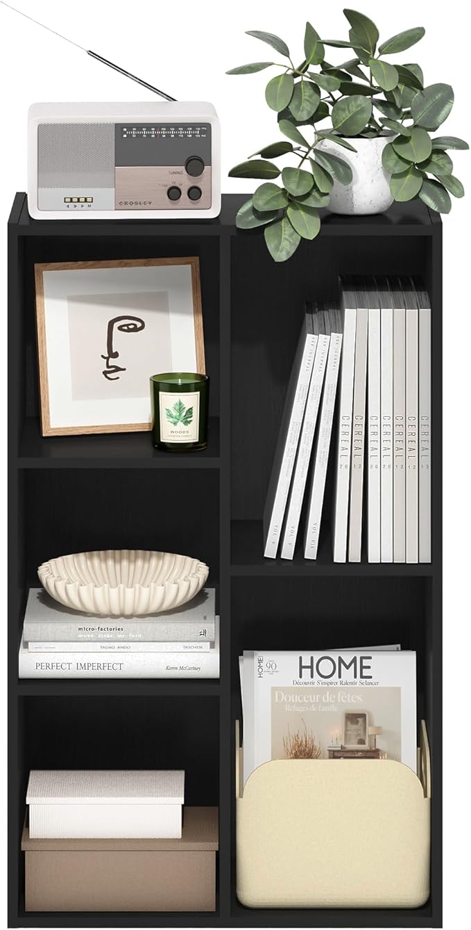 Furinno Luder 5-Cube Reversible Open Shelf, Blackwood