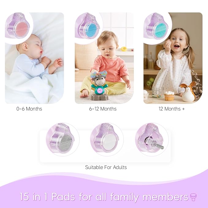 Baby Nail Trimmer Electric, 15 in 1 Baby Nail Clippers for Gentle Nail Care, Rechargeable Baby Nail File Electric with Light &15 Grinding Pads for Infant Toddler, Purple