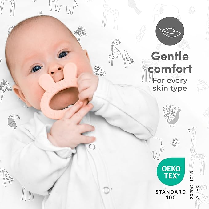 Sweety Fox 2-Pack Cotton Jersey Crib Sheets – Soft Fitted Sheets for Boys and Girls, Mini Crib Sheets, Toddler Bed Sheets (Savanna)