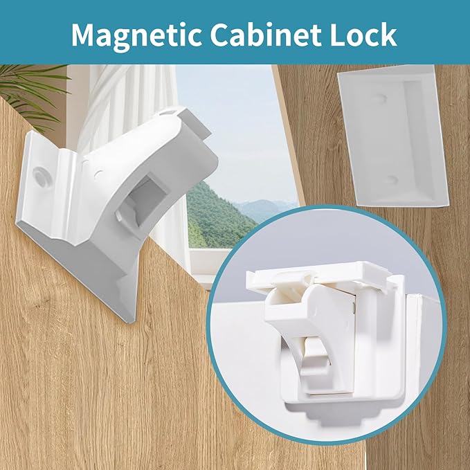 20 Pack Child Safety Magnetic Cabinet Locks - Safeasy Adhesive Baby Proofing Cabinets & Drawers Latches