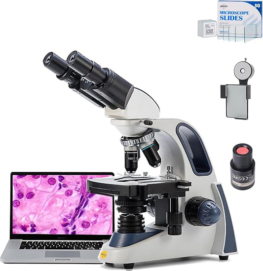 SWIFT SW380B Compound Binocular Microscope 40X-2500X, with 5MP USB Camera,Microscope Lens Adapter and 100 PCS Slide Kit