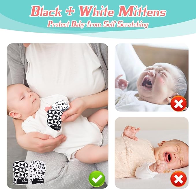 vocheer High Contrast Baby Toys for Newborn, 6 in 1 Black and White Sensory Baby Gift Set for 0-3 Months, 21pcs Montessori Early Educational Learning Kit