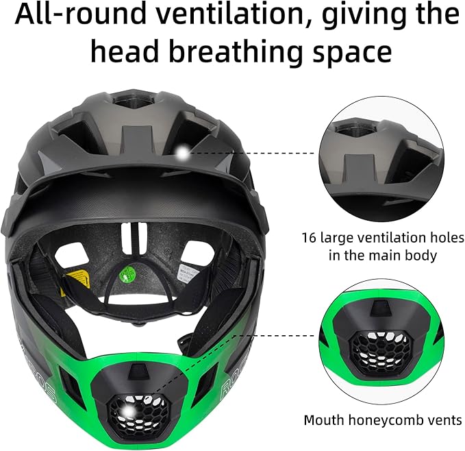 ROCKBROS Kids Bike Helmet Adjustable Detachable Full Face Bike Helmet for Children Bicycle, Skateboard, Scooter, Protective Gear