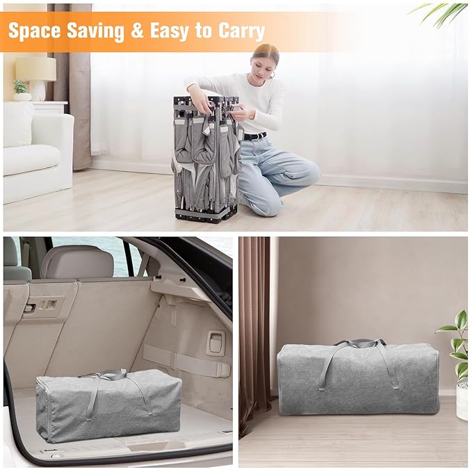 Foldable Baby Playpen with Gate, Extra Large Collapsible Play Yard for Babies & Toddlers, Portable Travel Play Pen with Fence, Safe Activity Center for Indoor & Outdoor Use (59"×71" Grey)