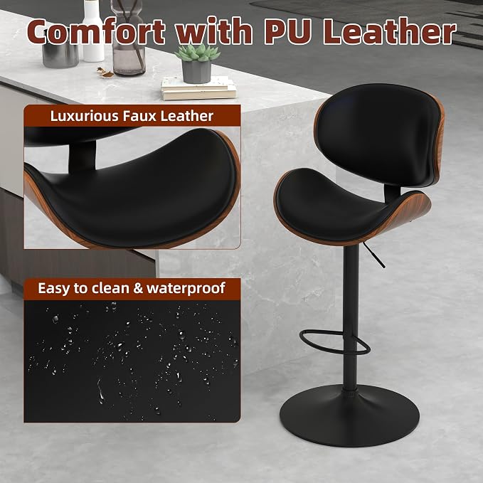 civama Bar Stools Set of 2 for Kitchen Counter, Adjustable Bar Height Chairs - Image 6