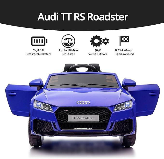 Kids Electric Car, Licensed Audi 6V Kids Ride on Toy Car for Toddlers with Remote - Dark Blue