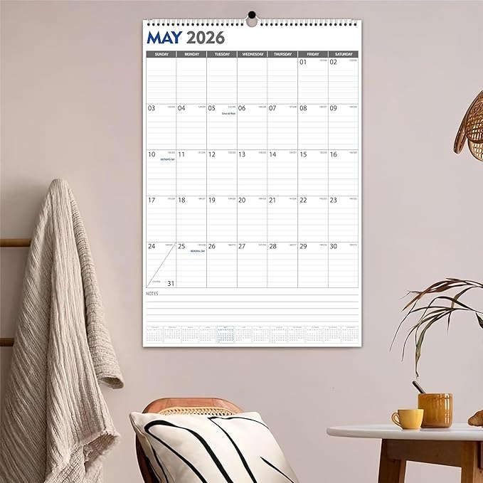 GuassLee Extra Large Wall Calendar 2025, 36"x 24" Jumbo Vertical Wall Planner 2025-2026 from June 2025 to December 2026,19 Months with Julian Dates and Notes for Office School Home Teacher Planning