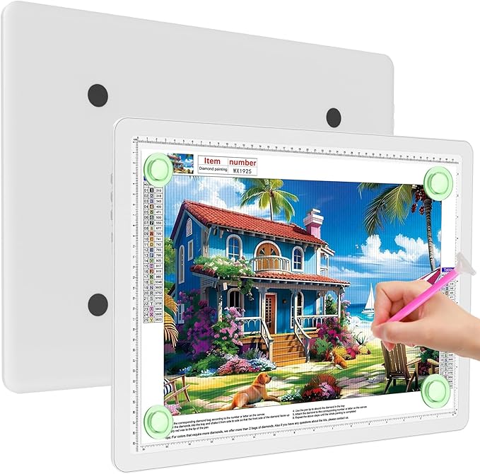 Elice Magnetic A3 Light Board for Diamond Painting, Ultra-Thin Tracing LED Light Box with Side Buttons, Super Bright Diamond Art Light Pad, Light Table for Drawing, Sketching, Weeding Vinyl - White