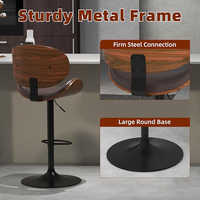 civama Bar Stools Set of 6 for Kitchen Counter, Adjustable Bar Height Chairs - Image 6