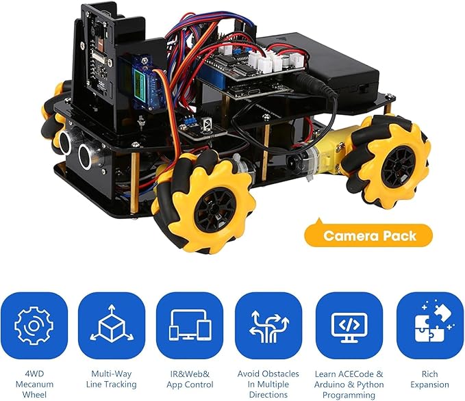 Robot Kit with 3MP Camera, Robotics Kit for Kids Ages 8–12 12-16 Compatible with Arduino & Scratch, App & Remote Control, STEM Toys Coding Robot Kit, Gift for Kids, Teens and Adults