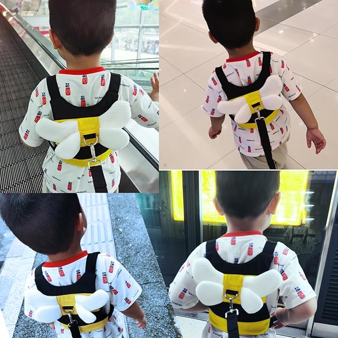 Toddler Harness with Anti Lost Wrist Link - Cute Children Leashes, Yellow Bees Baby Traction Safety Rope Leash with Key Lock Design, for Boys/Girls Walking Assistant