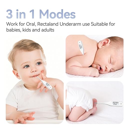 Berrcom Digital Thermometer for Adults and Kids, Medical Thermometer for Fever 10 Second Reading Armpit Thermometers with Fever Alarm
