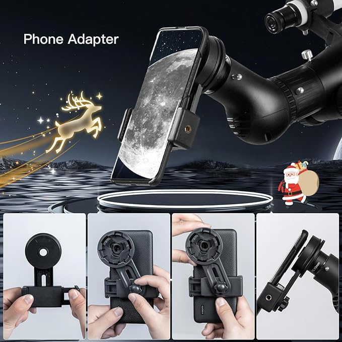 FREE SOLDIER Telescope 80mm Aperture 500mm Refractor Telescope for Adults High Powered - Professional Astronomical Refracting Telescope for Beginners with Phone Adapter White