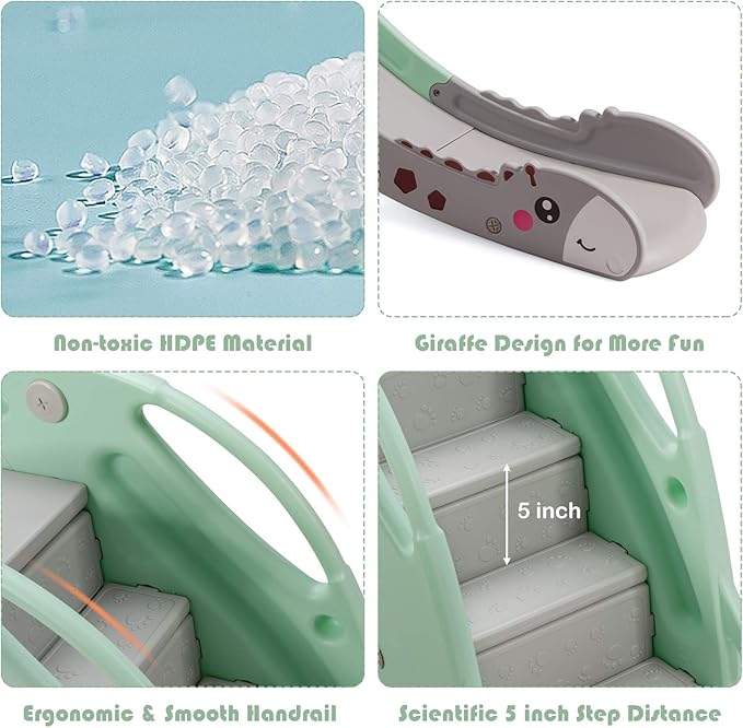 BABY JOY Toddler Slide, Kids Large Slide Play Climber Set with Long Slipping Slope, Basketball Hoop and Ball, Enclosed Steps, Easy Assemble Indoor Outdoor Backyard Freestanding Slides for Kids Age 1-8