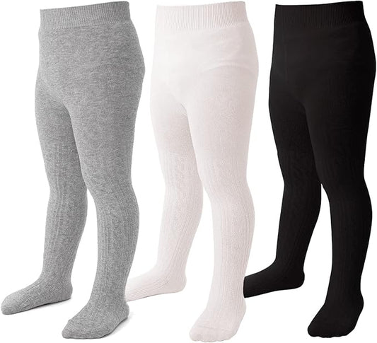 Marchare Baby Girls Tights Thick Solid Cable Knit Leggings Winter Warm Stockings For Toddler Girls 1/2/3/4/5 Pack