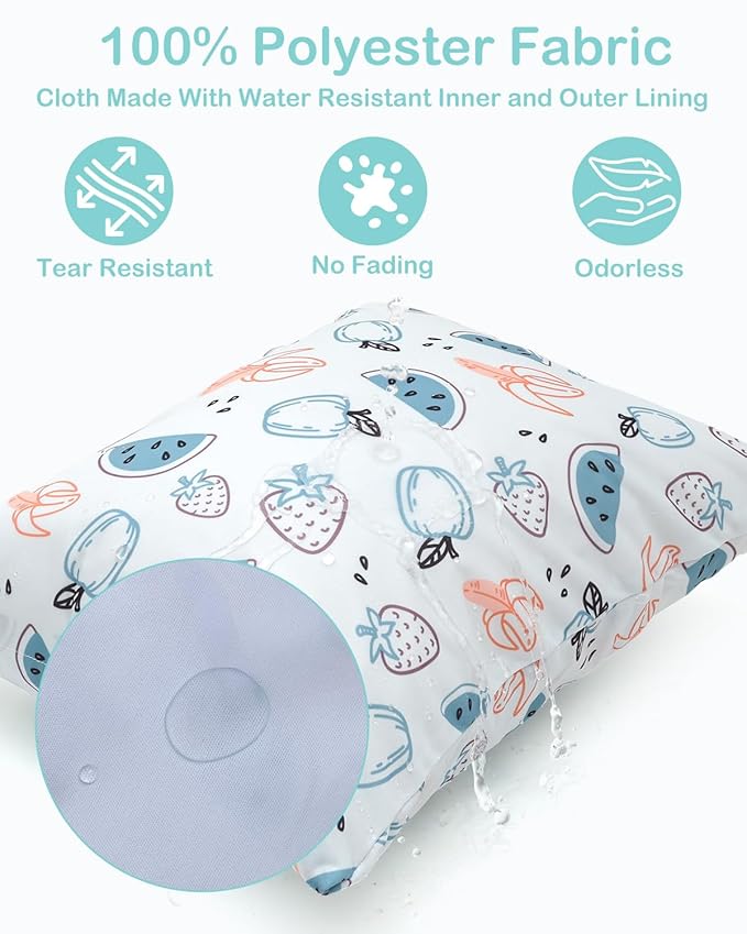 ALVABABY 3 Cloth Diaper Wet Dry Bags Waterproof Reusable with Two Zippered Pockets Travel Beach Pool Daycare Soiled Baby Items Yoga Gym Bag for Swimsuits or Wet Clothes Small Medium Large 3L-ZM29