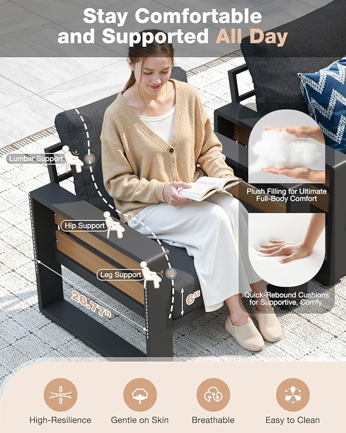 Aoxun Aluminum Patio Furniture Set - Image 2